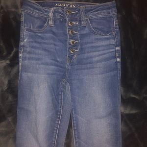 American Eagle high rise button up skinny jeans